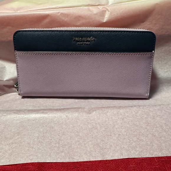 EUC Kate Spade  Laurel Way Neda Saffiano Leather Zip Around Wallet Lavender/Navy - Picture 5 of 12
